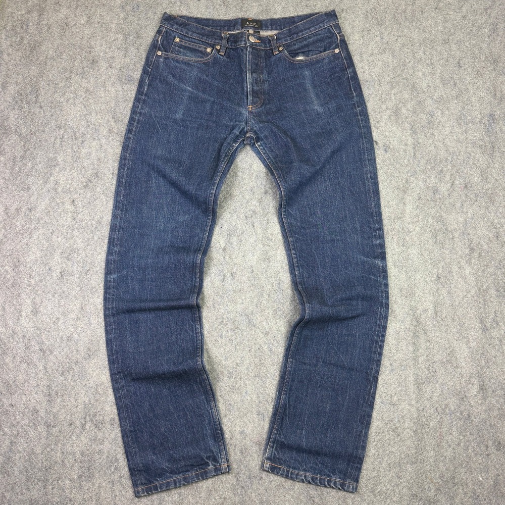 APC Petit Standard Jeans Mens 33 Indigo Blue Slim Straight Button Fly Denim